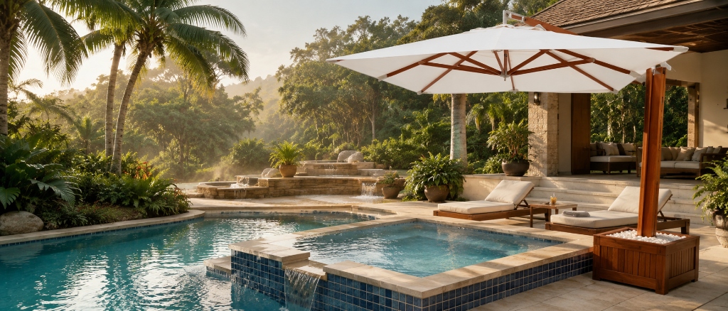 Ombrelone de Luxo Sombra do Litoral - Piscina e Jardim